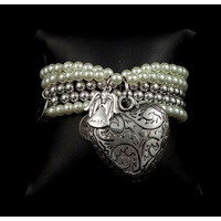 5 Strand Beaded Bracelet with Large Heart & Charms
