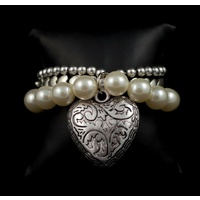 Multi-Strand Beaded Bracelet with Large Heart
