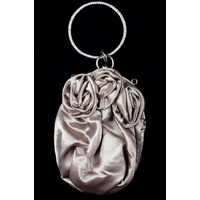 Oblong Shaped Rose Clutch Purse with Rhinestone Handle