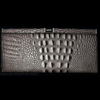 Faux Croc Skin Hard Cased Clutch Purse - Mocha