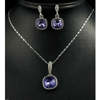 Royal  - Purple Cubic Zirconia Earrings and Necklace Set