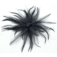 Black Crystal Beads Feathered Fascinator