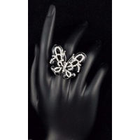 Black Epoxy and Clear Rhinestone Butterfly Ring