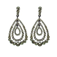 Black Cubic Zirconia and Rhinestone Chandelier Drop Earrings
