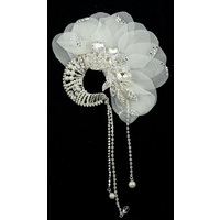 White Swarovski Crystal Organza Bridal or Debutant Fascinator
