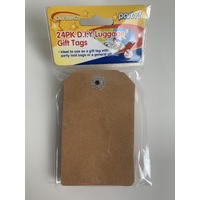 Pack of 24 Brown Kraft Luggage Gift Tags - Extra Large 10.5cm x 6.4cm