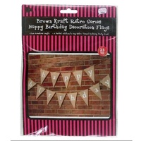3.5 Meter Brown Kraft Happy Birthday Decoration Flags Banner
