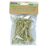 100 X Bamboo Catering Curly Style Picks for Cocktail Finger Food 