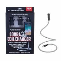 66cm Rigid Coil Mobile Phone Charger Cable w/ USB-C Micro-USB Lightning Connector