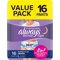 2 x ALWAYS Discreet Night Pants Large 16 Pack (32 Count)