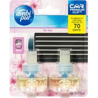 Ambi Pur Premium Clip Car Air Freshener For Her Refill 2 x 7.5mL