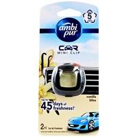 6 x Ambi Pur Car Mini Clip Car Air Freshener Vanilla Bliss 2mL