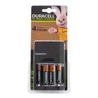 Duracell High Speed Battery Charger with 2x AA, 2x AAA Rechargeable Batteries