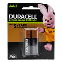 2 x Duracell AA 2500 mAh Rechargeable Battery Pack of 2 (4 Count)