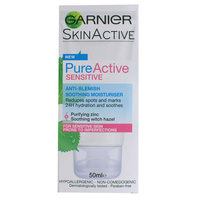 2 x Garnier Pure Active Sensitive Anti-Blemish Soothing Moisturiser 50ml