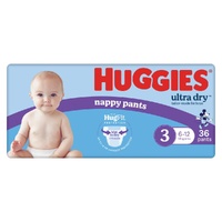 4 x Pack 36 (144 Count) Huggies Ultra Dry Boys Nappy Pants - Size 3 (6-12kg)