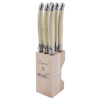 Set of 6 Laguiole Andre Verdier Debutant Debutant Serrated  Steak Knife - Stainless Steel/Ivory