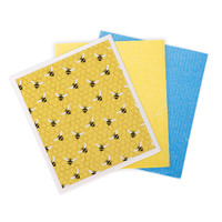 Is Gift Reusable Biodegradable Sponges - Bees - Sets Of 3 Sponges - 19x17cm