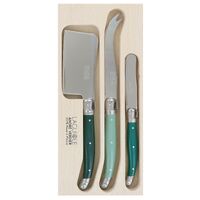 Laguiole by Andre Verdier Debutant Cheese Knife Set of 3 - Stainless Steel/Green