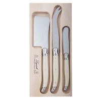 Laguiole by Andre Verdier Debutant Cheese Knife Set of 3 - Stainless Steel/Ivory