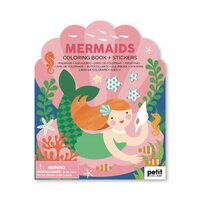 Petit Collage Coloring Book with Stickers Mermaids