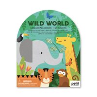 Petit Collage Coloring Book with Stickers - Wild World