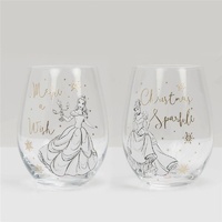 Disney Christmas Collectible Set of 2 Stemless Glasses - Belle & Cinderella