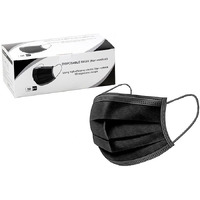 50pc Elastic Ear Band Protective Disposable Face Mask 3-Ply Non-Woven Black