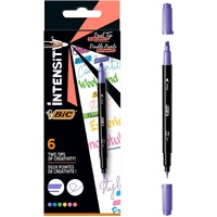 Pack 6 BIC Intensity Dual Tip Highlighter Felt Pens with Chisel Nib and Fine Tip (0.4 mm)