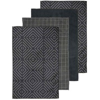 Ladelle Benton Microfibre Kitchen Tea Towels 4Pk 43x68cm - Charcoal