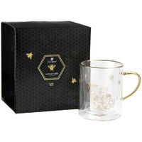 Ashdene Honey Bee Glass Double Walled Mug 300mL- Gift Boxed
