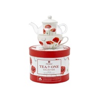 Ashdene Tea For One Poppies AWM Bone China Glass Teapot Gift Boxed