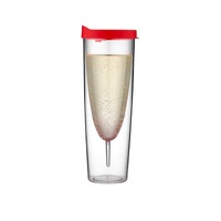 Porta Vino Champagne Tumbler Red - Double Wall Portable with Lid