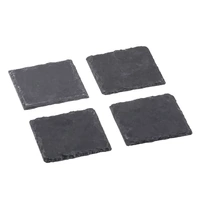 TEMPA 4 Piece Black Slate Drink Coasters Set - 10cm