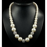 Faux Pearl and Rhinestone Necklace - 2 Colours to Choose From