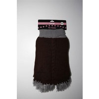 Knitted Pet Dog Jacket Coat Poncho Brown/Grey - 3 Sizes Available