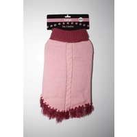 Knitted Pet Dog Jacket Coat Poncho Pink/Magenta - 3 Sizes Available