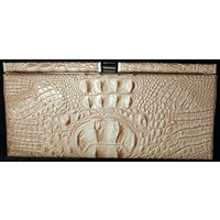 Faux Croc Skin Hard Cased Clutch Purse in Champagne or Mocha