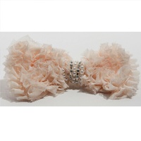 Black or Cream Chiffon Hair Clip w Rhinestones and Pearls