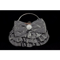 Satin Clutch Purse with Rhinestones in Black or Grey