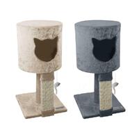 Paws n Claws Catsby Cat Scratching Tower Hideaway Tree House - Assorted Colour