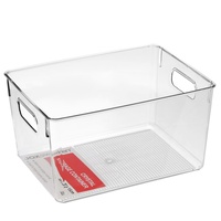 Box Sweden 12 x Clear Plastic Storage Container Large 28x20x15cm with Handle - Great for Fridge or Pantry