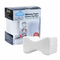 Memory Foam 24x21cm Contour Leg Pillow Cushion Knee Support w/ Cloth Cover White